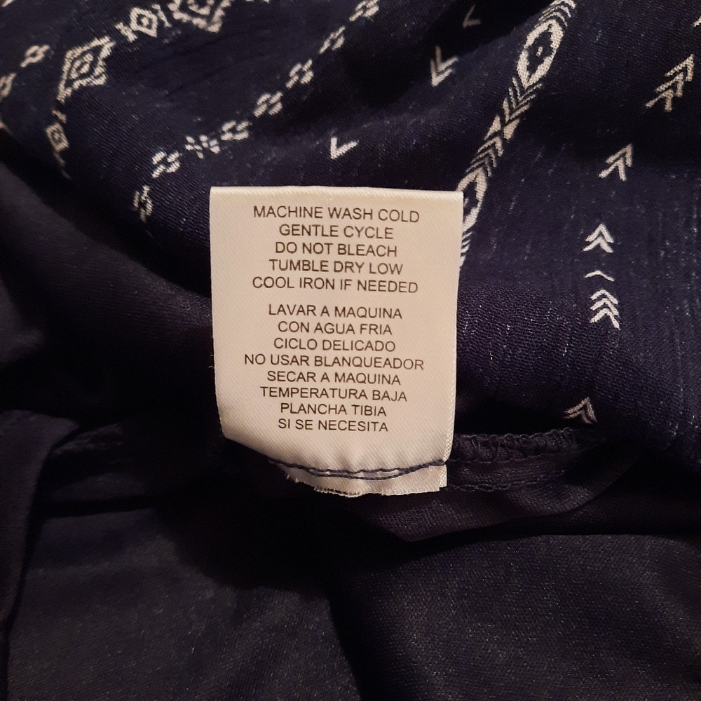 City Studio Dress Deep V-Neck Sleeveless Elastic Waist Blue Print Size Small - Picture 8 of 8